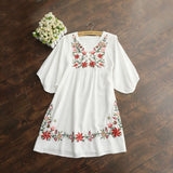 Women Mexican Ethnic Embroidered Dress