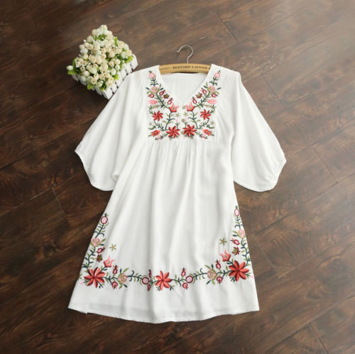 Women Mexican Ethnic Embroidered Dress – Wazzala Lifestyle