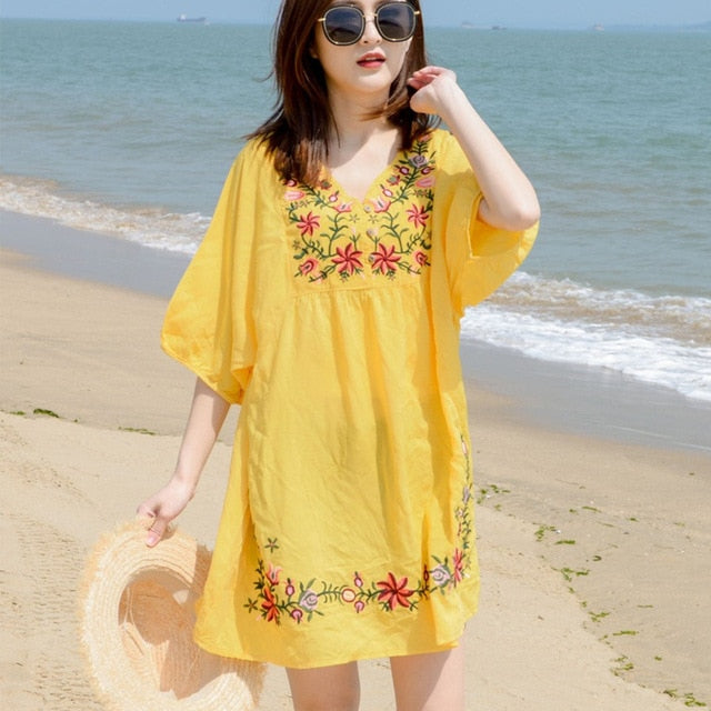 Women Mexican Ethnic Embroidered Dress Wazzala Lifestyle Women Mexican Ethnic Embroidered Dress Wazzala Lifestyle
