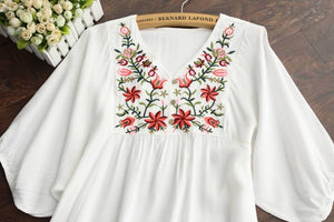 Women Mexican Ethnic Embroidered Dress - WazzalaLifestyle